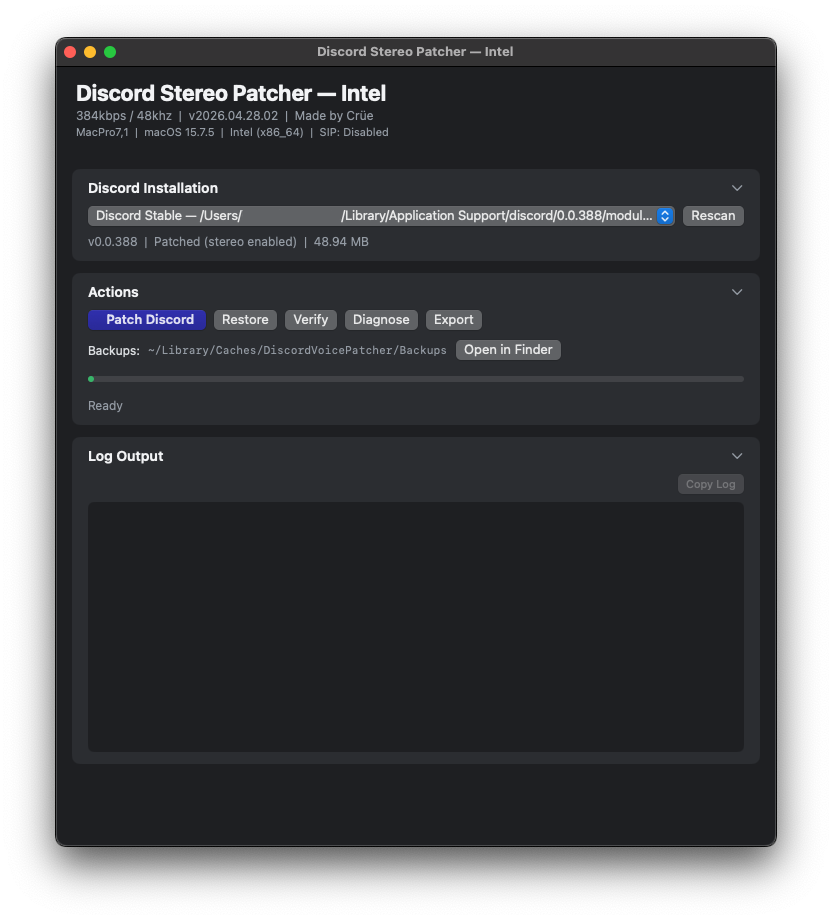 Discord Stereo Patcher Intel